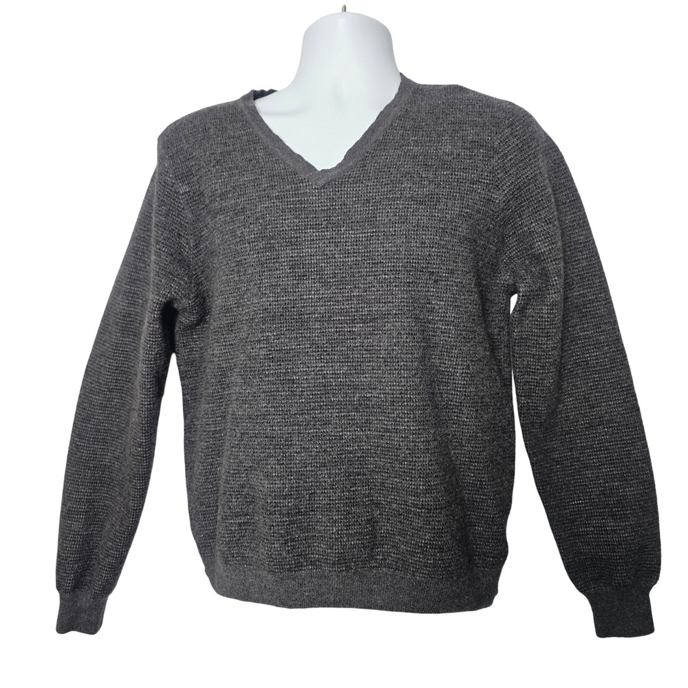 Joseph Abboud Mens 100% Wool V-Neck Sweater XL Charcoal Gray Classic Minimalist